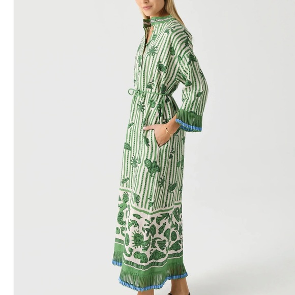 Alemais Dresses & Skirts - NWT ALEMAIS Lula Beaded Fringe-Trim Shirtdress Size 8